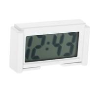 LALADEFIEE Mini Silent Digital Car Dashboard Clock, Small Portable White Electronic Desk Clock for Travel and Auto Use, Compact Nightstand Timer with Silent Operation