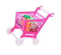 LALADEFIEE Mini Simulation Shopping Trolley for Role Play Pink Vegetable Design for Imaginative Play and Hand-eye Coordination Development Push Cart for Preschoolers