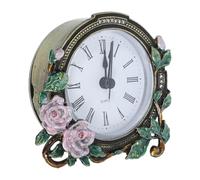 LALADEFIEE Mini Small Table Clock Zinc Alloy and Enamel Material Vintage with Silent Movement and Easy Cleaning Unique European-style Retro Design for Desktop Or Room
