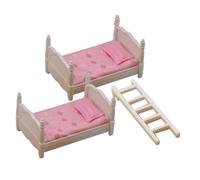 LALADEFIEE Miniature Dollhouse Furniture Mini Bunk Bed Model Small Double Deck Bed Dollhouse Accessories Mini Bedroom Decor