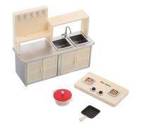LALADEFIEE Miniature Dollhouse Kitchen Safe Compact Pretend Play Kitchen Accessories with Induction Cooktop Stove Frying Pan Skillet Roleplay Cooking Utensils for Boys