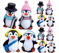 LALADEFIEE Miniature Penguin Figurine Set 12Pcs Non-Edible Cake Toppers Penguin Decor for Birthday Christmas Party Decorations Small Statue for Fairy Garden