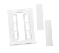 LALADEFIEE Miniature Wooden Dollhouse Window Frame White Panel Double Open Design Mini Furniture Accessory for Doll Houses DIY Decoration Ornament