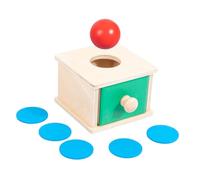 LALADEFIEE Montessori Wooden Coins and Balls Object Permanence Box for Educational Preschool Shape Matching and Hand-eye Coordination Development