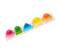 LALADEFIEE Montessori Wooden Geometric Shape Sorting for Educational Stacking Puzzle Board for Early Learning and Logical Thinking Development Safe Design for Preschool and Home Use