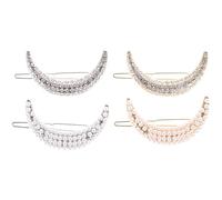 LALADEFIEE Moon Hair Clips Alloy Bang Clips with Rhinestone and Pearl Embedded 4pcs Stylish Crescent Moon Side Hairpins with Long-time Use and Elegant Design for Girls