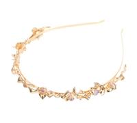 LALADEFIEE Moonstone Gold Metal Headband with Wrinkled Texture, Shiny Party Hair Accessory for Brides and, Decorative Rhinestone Wedding Hairband for Special Occasions