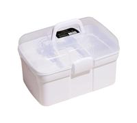 LALADEFIEE Multi-Function Makeup Storage Box Lid Large Capacity Portable Organizer for Professionals Dustproof Cosmetic Case for Makeup Artists and Wedding Use White