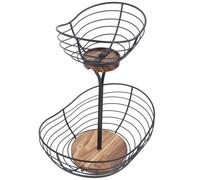 LALADEFIEE Multilayer Wire Fruit Basket with Oval Base Black Minimalist Fruit Bowl for Kitchen Countertop Space-Saving Decorative Storage for Bananas