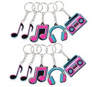 LALADEFIEE Musical Note Keychains 20Pcs PVC Multi-Pattern Music Keyrings for Music Parties and Hanging Decor Suitable
