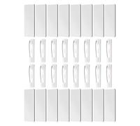 LALADEFIEE Name Badge and Writing Characters for Identity Display 16pcs with Pin Backing, Blank Sublimation Name Tags White Metal Material for Schools and Playing Games