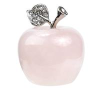 LALADEFIEE Natural 35mm Pink Crystal Apple Ornament with Jade Base, Romantic Christmas Night Gift for Girlfriend, Desktop Decorative Crystal Craft for Home Decor