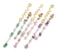 LALADEFIEE Natural Stone Hair Pendants Dread Beads Set 6 Pieces Braids Accessories for Dreadlock Styling Ethnic Bohemian Hair Jewelry for Women and Men