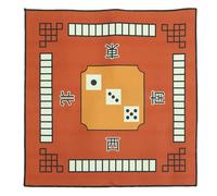 LALADEFIEE Non-slip Thickened Square Mahjong Table Mat Brown Polyester Gaming Table Cover for Poker Dominoes Board Games with Rubber Backing