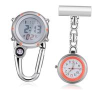 LALADEFIEE Nurse Watch Set and Luminous Carabiner Clip 2pcs with Digital Pocket Watch for Outdoor Mountain Climbing and Clinic Works Graduation Gifts