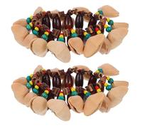 LALADEFIEE Nut Shell Bracelets 2pcs Made of Wood and Coconut Shell African Tribal Style Bangle Hand Percussion Instruments Easy to Use for Party and Dance Party Accompanying The Drum
