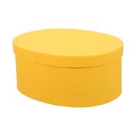 LALADEFIEE Oval Kraft Paper Candy Box with Lid, Xl 24.3x18.9x10.3cm, Yellow Eco-friendly Present Packaging Box for Bakery Treats, Chocolates, DIY Crafts, Wedding Party Favors