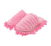 LALADEFIEE Pink Microfiber Floor Cleaning Mop Slippers Detachable Chenille Bottom, Comfortable Coral Fleece Lazy Slippers that Pick up Hair and Dirt, for Quick Home Cleaning