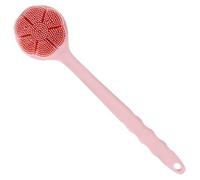 LALADEFIEE Pink Silicone Bath Brush with Long Handle, Comfortable Texture, and Improvement for Shower and Bathing Use