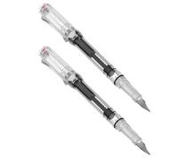 LALADEFIEE Piston Filling Fountain Pens Refillable Plastic and Steel Body 2pcs with Extra Fine 0.35mm Nib Smooth Writing for Signing Documents and Exam Writing
