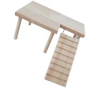 LALADEFIEE Platform Utilization Wooden Hamster Climbing Ladder with Cage, Beige Small Decor Enhancing Balance Space Use Animal Habitat and Birds and Hamsters