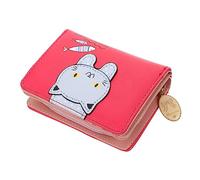 LALADEFIEE Portable Cartoon PU Coin Purse for Women Adorable Red Cat Change Wallet with Zipper Card Storage Pouch Compact Money Organizer for Families