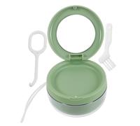 LALADEFIEE Portable Denture Soaker Container with Leakproof Seal Lid and Removable Filter Basket, Dental Cleaning Case for Dentures and Retainers, Suitable for Travel and Bathrooms, Light