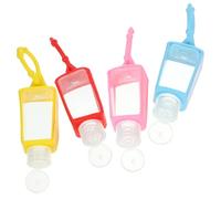 LALADEFIEE Portable Plastic Bottles with Silicone Sleeve 4pcs 30ml Leak-proof Rotatable Covers for Travel Handwash Dispenser with Hook Attachment Random Color