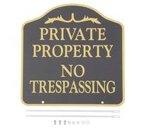 LALADEFIEE Private Property Weatherproof No Trespassing Sign with Black Stake for Outdoor Garden, Lawn and Home Security