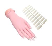 LALADEFIEE Professional Silicone Nail Art Hand Mold with Fake Nails Flexible Right-hand Practice Model for Manicure Training