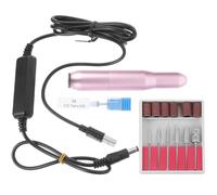 LALADEFIEE Professional USB Electric Nail Drill Machine Portable Nail File Grinder for Manicure Pedicure with Metal Rose Gold Body and Corn Bit Accessory Safe and Easy for Random Color
