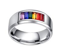 LALADEFIEE Rainbow Titanium Steel Love Eternal Ring Stylish Lgbt Pride Accessory for Men and Women Streetwear Jewelry Gift for Couples and Friends