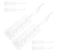 LALADEFIEE Rectangular Acrylic Reserved Chair Signs 6pcs for Wedding Guest Seating with Easy Removal and White Finish