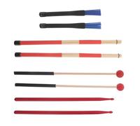 LALADEFIEE Red Anti-slip Drum Mallet and Stick Set with Blue Nylon Brushes Bundle Drum Brushes Portable Percussion Accessory Bag for Adults Enhanced Grip for Precise Jazz and Rhythm Practice