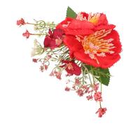 LALADEFIEE Red Artificial Flower Hair Combs Decorative Metal Side Slides for Weddings Bridal Floral Hairpins Barrettes Bun Accessories for Bridesmaids Party Hair Styling