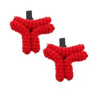 LALADEFIEE Red Knitted Angry Hair Clip for Bangs Styling Soft Crochet Hair Accessories for Women Live Streaming Everyday Fun Headwear Festive Novelty