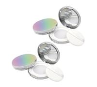 LALADEFIEE Refillable Loose Powder Boxes 2pcs Ultra-thin Electroplated Cosmetic Powder Containers Puff Portable Flip Lid Face Makeup Storage for Travel