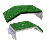 LALADEFIEE Reptile Basking Platform with Suction Cups for Sea Turtle and Tortoise in Fish Tank or Aquarium 2pcs Green Pp Turtle Climbing Lawn Terrace, Colourfast Playground