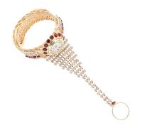 LALADEFIEE Rhinestone Bangle Watch and Lady Bracelet Ring Pomegranate Red Fashion Rhinestone Bracelet Watch for Women Trendy Jewelry Accessory