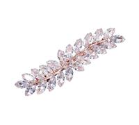 LALADEFIEE Rhinestone Diamond Hair Clips Crystal Leaf Hair Barrettes for Women Wedding Party Rose Gold