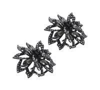 LALADEFIEE Rhinestone Flower Hair Claw Clip 2Pcs 5.5X5X4Cm Comfortable Easy to Use Black Metal Decorative Hair Clips for Women Daily Life