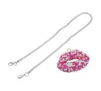 LALADEFIEE Rhinestone Lips Car Rearview Mirror Hanging Decoration Red Bling Pendant Auto Interior Charm for Women Polymer Car Ornament Easy Install Rear View Mirror Accessory