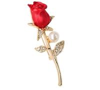 LALADEFIEE Romantic Red Rose Brooch Pin for Women Wedding Anniversary Floral Lapel Pin Elegant Bouquet Gift for Girlfriend Fashion Jewelry Accessory