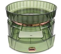 LALADEFIEE Rotating Makeup Organizer Pet Cosmetic Storage Box with Smooth Polishing Countertop Double-layer for Skincare and Jewelry Storage for Vanities and Makeup Tables
