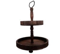 LALADEFIEE Rustic Wooden Tiered Dessert Stand with Two Layers Multi-level Cake Display Tray for Tabletop Serving Food-grade for Parties and Gatherings