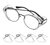 LALADEFIEE Safety Side Shields for Glasses: 2 Pairs Transparent PC Slip-On Eye Shields with Side Protection Installed on Both Sides for Nursing and Office