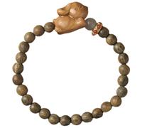 LALADEFIEE Sandalwood Bracelet Green Sandalwood Cute Bunny Bead Wrist Jewelry for Women Men Couples Handcrafted Charm Wristband