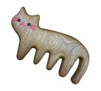 LALADEFIEE Sandalwood Wide Tooth Massage Comb Double-sided Carved Cat Design Wooden Scalp Massage Comb for Women and Men Hair Detangling and Meridian Therapy