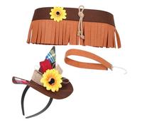 LALADEFIEE Scarecrow Costume Felt Hat and Straw Headband Lightweight Comfortable Fit Halloween Party Accessories for Adults and Wristband Included