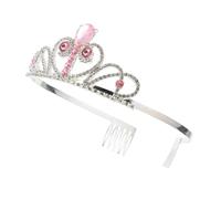 LALADEFIEE Shining Crystal Tiara Headband for Kids, Pink Waterdrop Rhinestone Crown Hair Accessory, Delicate Birthday Party Hair Decoration for Girls